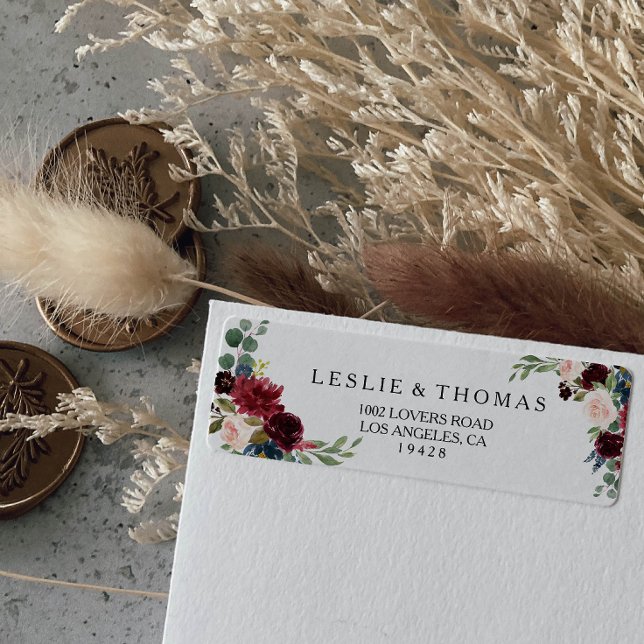 Autumn Rustic Burgundy Return Address Label (Creator Uploaded)