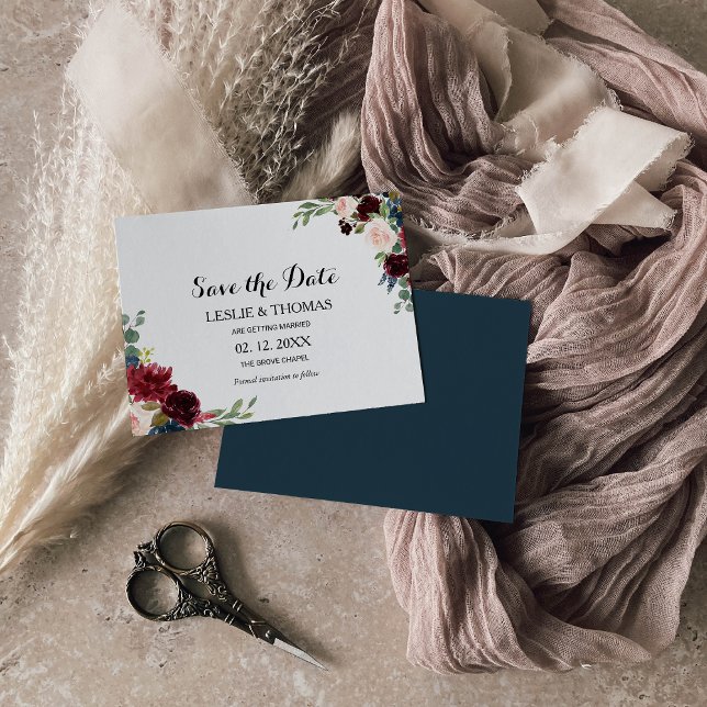 Autumn Rustic Burgundy Wedding Save the Date Invitation (Creator Uploaded)