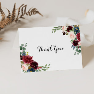 Autumn Rustic Burgundy Wedding Thank You Card