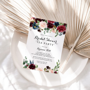 Autumn Rustic Calligraphy Bridal Shower Tea Party Invitation