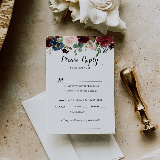 Autumn Rustic Calligraphy Wedding Menu Choice RSVP (Creator Uploaded)
