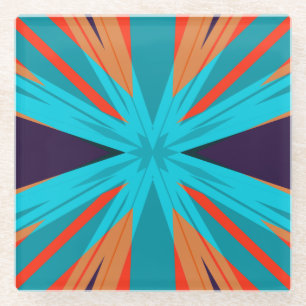 Autumn Rustic Country Turquoise Orange Purple Star Glass Coaster
