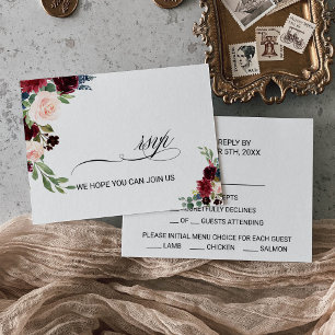 Autumn Rustic Dazzling Burgundy Menu Choice