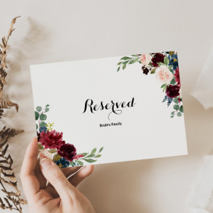 Autumn Rustic Dazzling Burgundy Reserved Sign