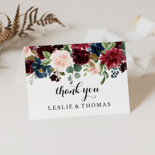 Autumn Rustic Dazzling Burgundy Thank You Card