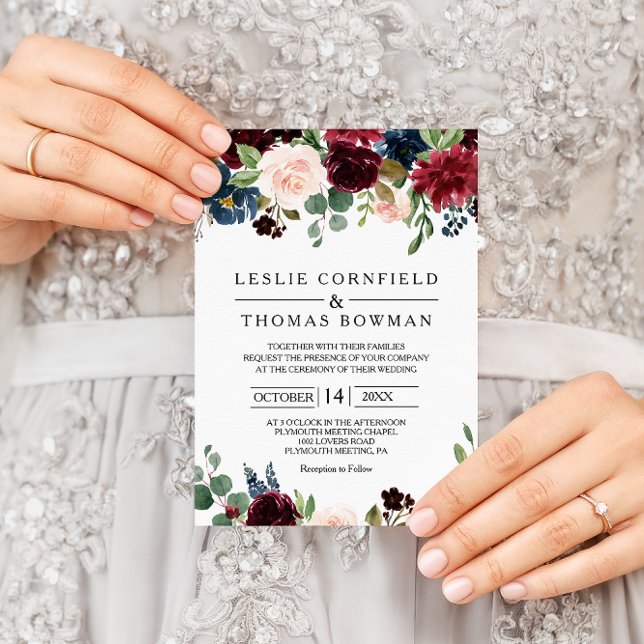 Autumn Rustic Dazzling Burgundy Wedding Invitation (Creator Uploaded)