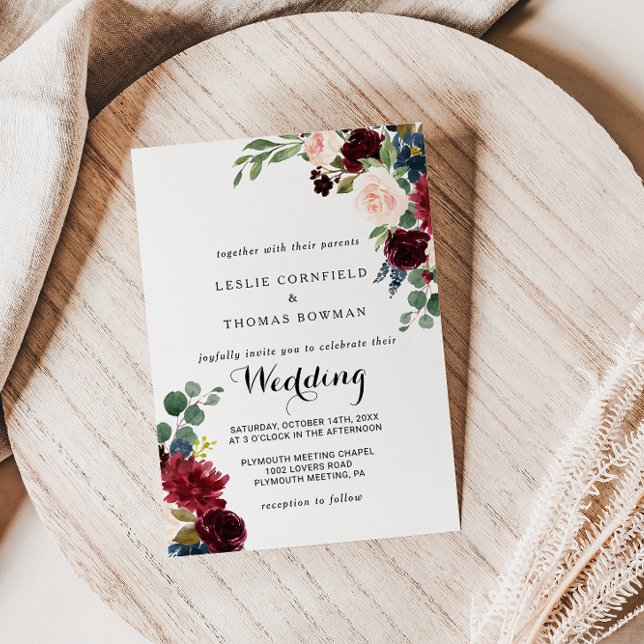 Autumn Rustic Dazzling Burgundy Wedding Invitation (Creator Uploaded)