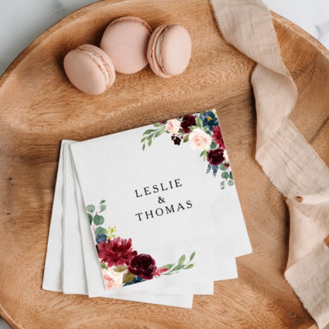 Autumn Rustic Dazzling Burgundy Wedding Napkin (Creator Uploaded)