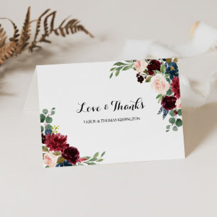 Autumn Rustic Dazzling Burgundy Wedding Thank You Card