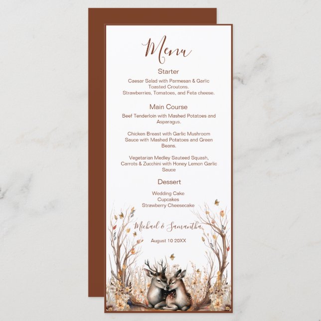 Autumn Rustic Deer Wedding Collection Menu (Front/Back)
