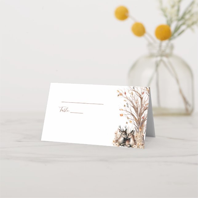 Autumn Rustic Deer Wedding Collection Place Card (Back)