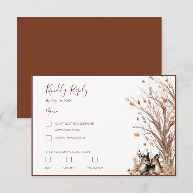 Autumn Rustic Deer Wedding Collection RSVP Card (Front/Back)