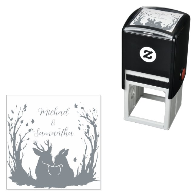 Autumn Rustic Deer Wedding  Self-inking Stamp (In Situ)