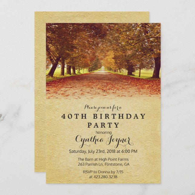 AUTUMN - Rustic Fall Autumn Birthday Invitation (Front/Back)