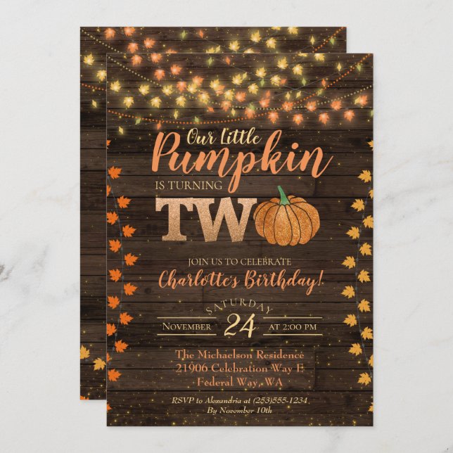Autumn Rustic Fall Country Birthday Invitation (Front/Back)