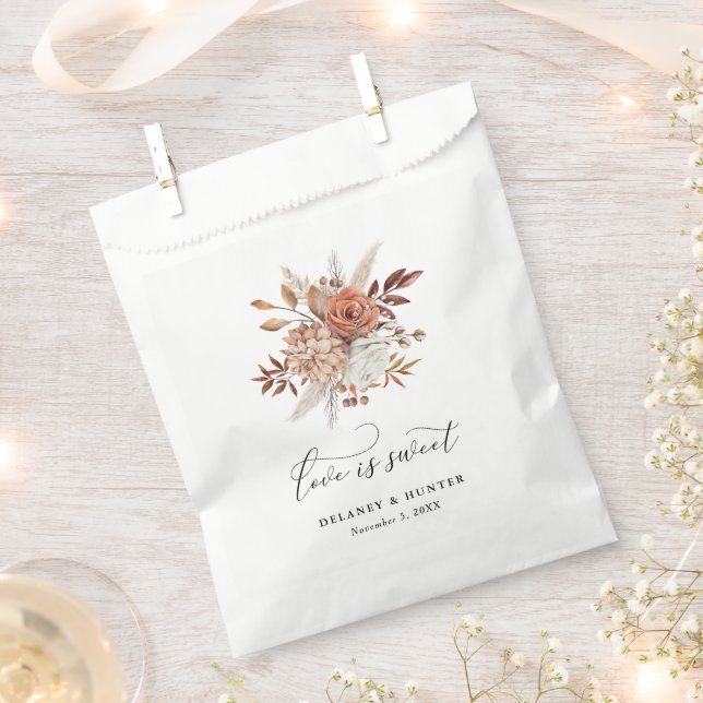 Autumn Rustic Floral Love is Sweet Favour Bag (Clipped)
