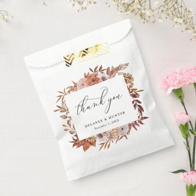 Autumn Rustic Floral Personalised Favour Bag (Sealed)