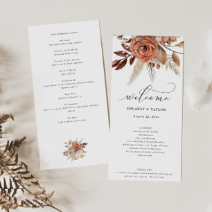 Autumn Rustic Floral Wedding Tall Program