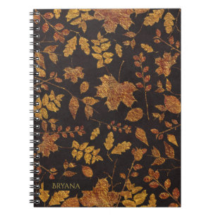 Autumn Rustic Golden Leaves Elegant Fall Notebook