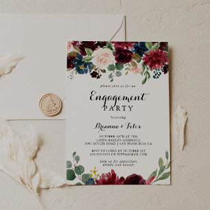 Autumn Rustic Modern Calligraphy Engagement Party Invitation