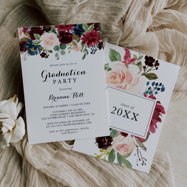 Autumn Rustic Modern Calligraphy Graduation Party Invitation (Creator Uploaded)