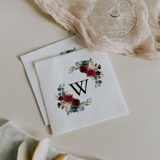 Autumn Rustic Modern Calligraphy Monogram Wedding Napkin (Creator Uploaded)