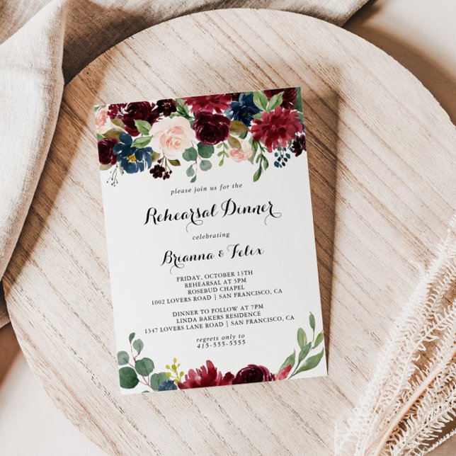 Autumn Rustic Modern Calligraphy Rehearsal Dinner Invitation (Creator Uploaded)