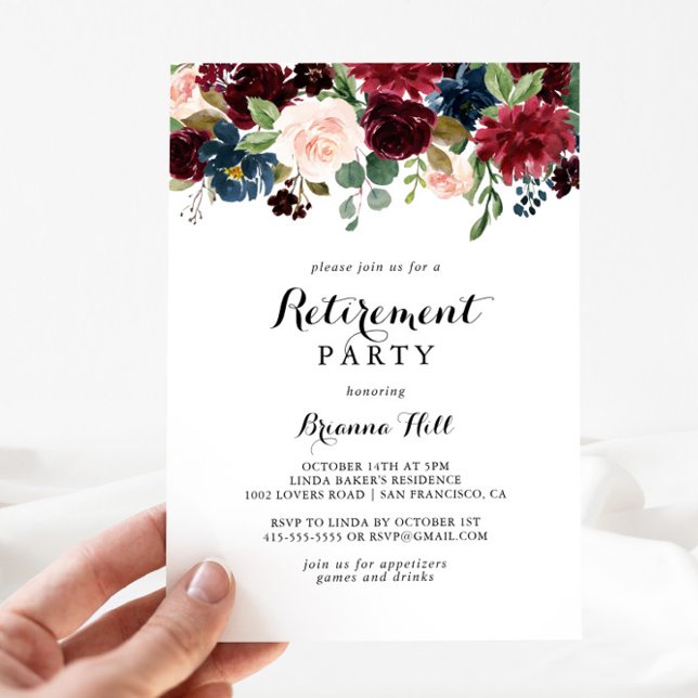 Autumn Rustic Modern Calligraphy Retirement Party Invitation (Creator Uploaded)