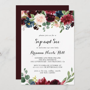 Autumn Rustic Modern Calligraphy Sip and See Invitation