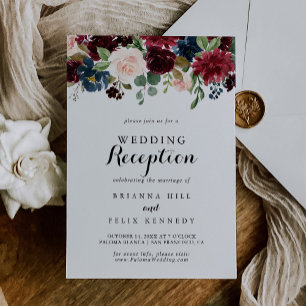 Autumn Rustic Modern Calligraphy Wedding Reception Invitation