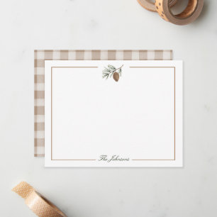 Autumn Rustic Pinecone Personalised Stationery Card