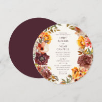 Autumn Rustic Plum Orange Floral Wedding