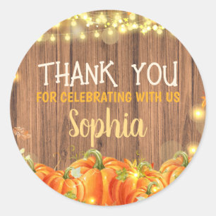 Autumn Rustic Pumpkin Patch Birthday Classic Round Sticker