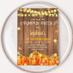 Autumn Rustic Pumpkin Patch Birthday Invitation