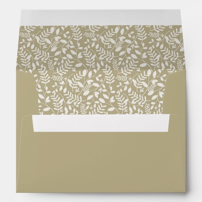 Autumn | Sage with Leaf Pattern Liner Personalised Envelope (Back (Bottom))