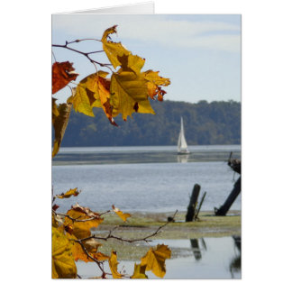 Autumn sailing, autumn photo, blank card