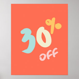 Autumn Sale Sign, Retail Store Signage, 30% Off Poster
