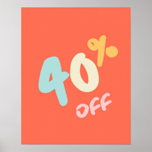 Autumn Sale Sign, Retail Store Signage, 40% Off Poster