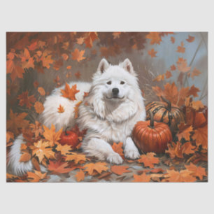 Autumn Samoyed Dog Decoupage Tissue Paper
