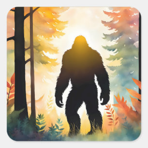 Autumn Sasquatch Colourful Landscape Square Sticker