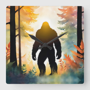 Autumn Sasquatch Colourful Landscape Square Wall Clock