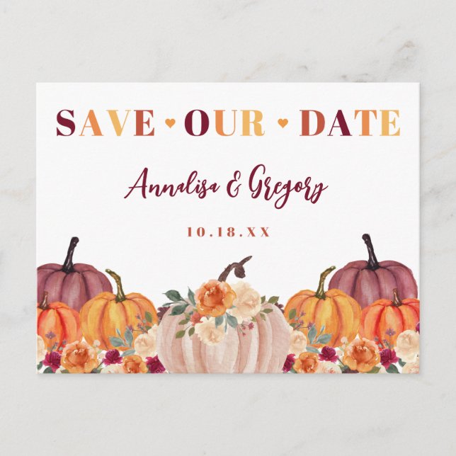 Autumn Save Our Date Announcement Postcard (Front)