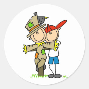 Autumn Scarecrow Classic Round Sticker