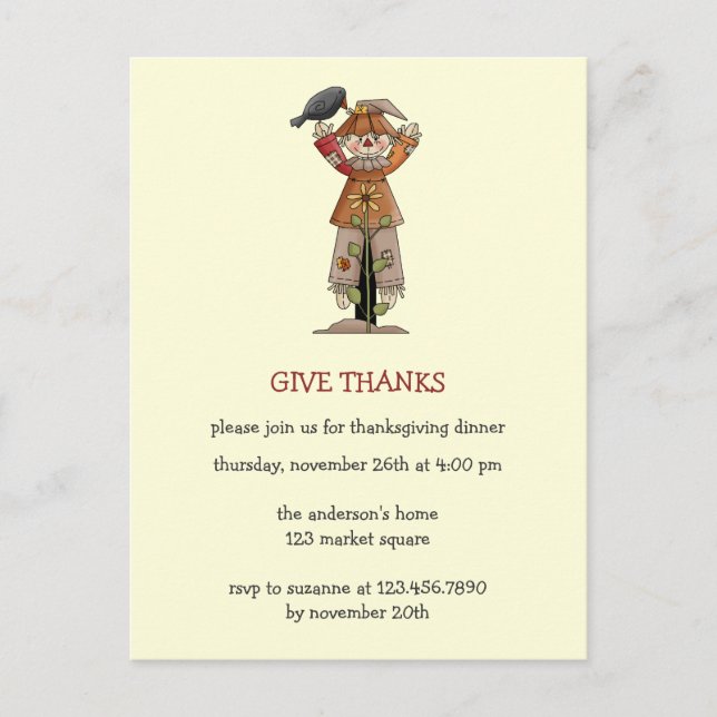 Autumn Scarecrows · Scarecrow Holiday Postcard (Front)