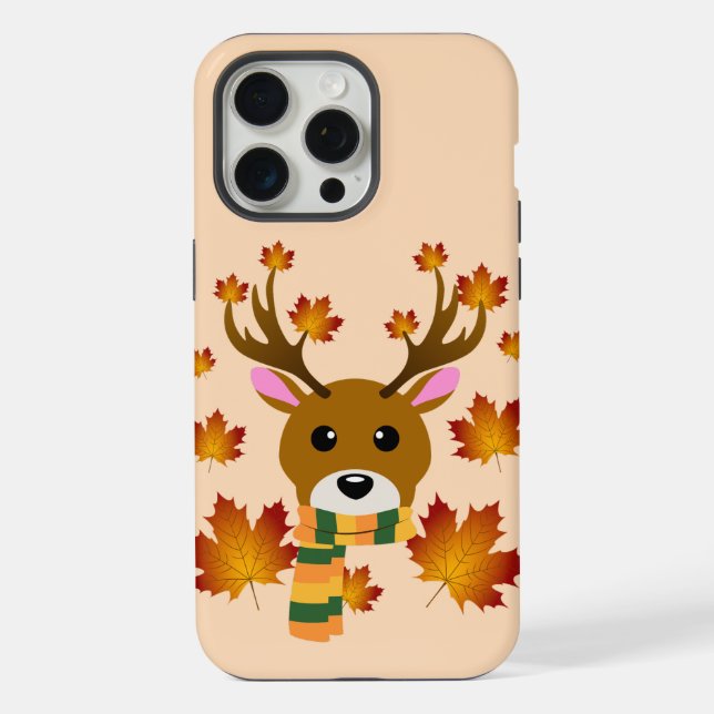 Autumn Scarf Deer Maple Leaves iPhone Case (Back)