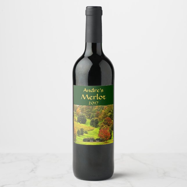 Autumn Scene in the Park Wine Label (Front)
