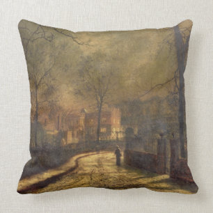 Autumn Scene, Leeds, 1874 (oil on board) Cushion
