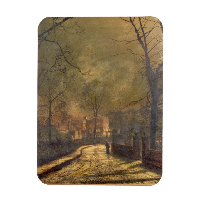 Autumn Scene, Leeds, 1874 (oil on board) Magnet (Vertical)