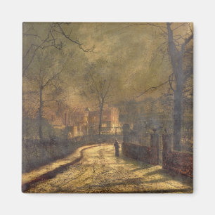Autumn Scene, Leeds, 1874 (oil on board) Magnet