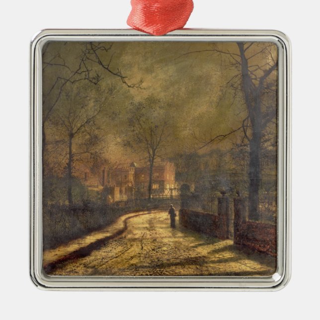 Autumn Scene, Leeds, 1874 (oil on board) Metal Ornament (Front)